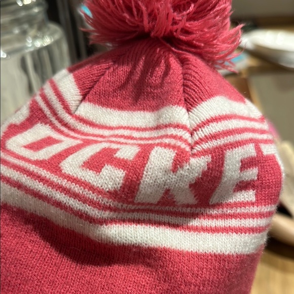 Rockets hockey Red and White Pom-Pom Beanie Hat - Picture 4 of 7